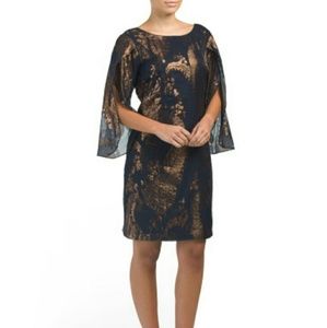 Twilight Metallic Overlay Cocktail Dress